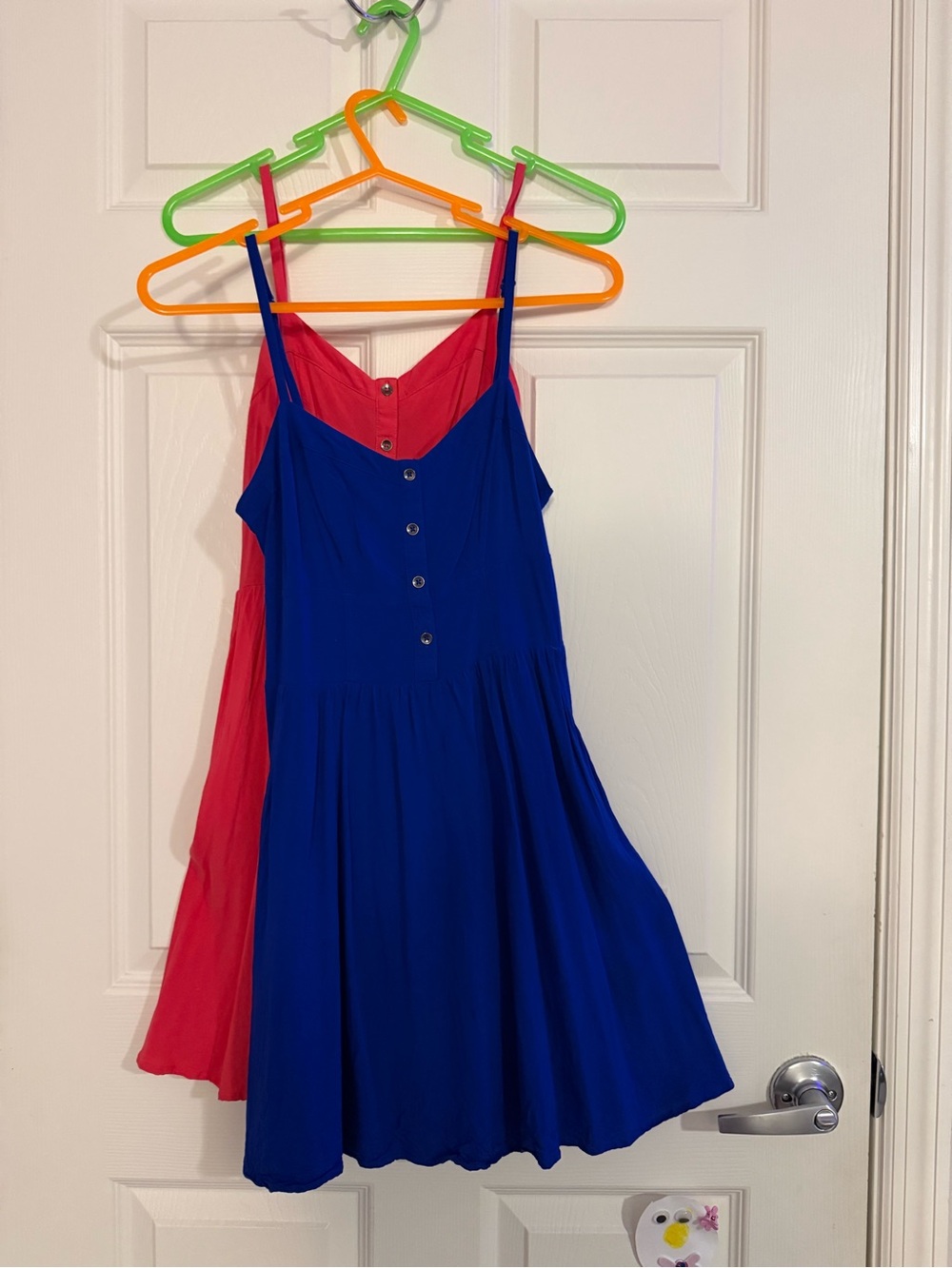Express Blue and Pink Tiered Button-Front Sundress BUNDLE